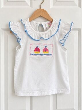Smocked Threads by Cecil & Lou Sailboat Smocked Ruffle Top 2T